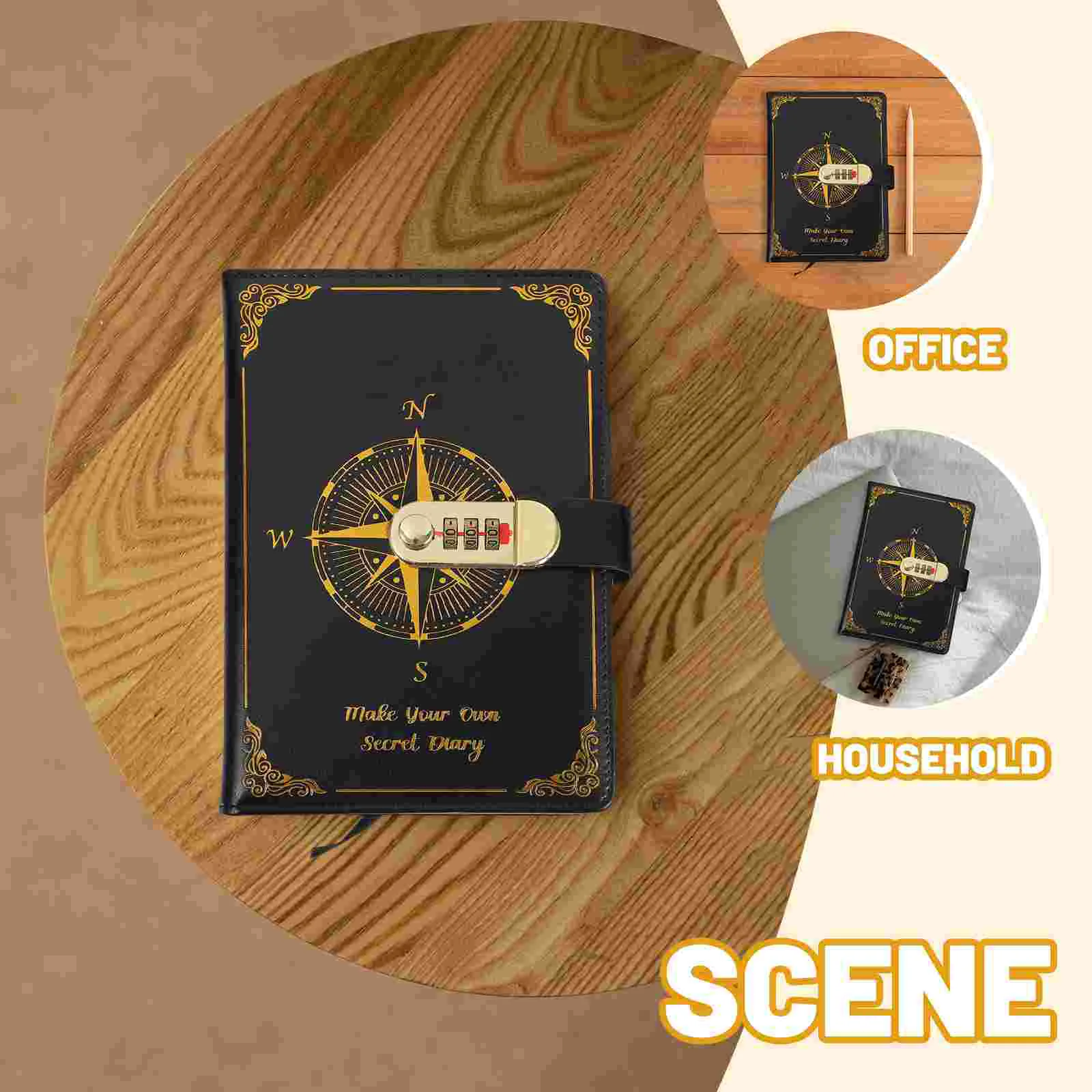 Notebooks Retro Diary Password Lock A5 (green) Scrapbooking Journal for Writing Notepad with Office