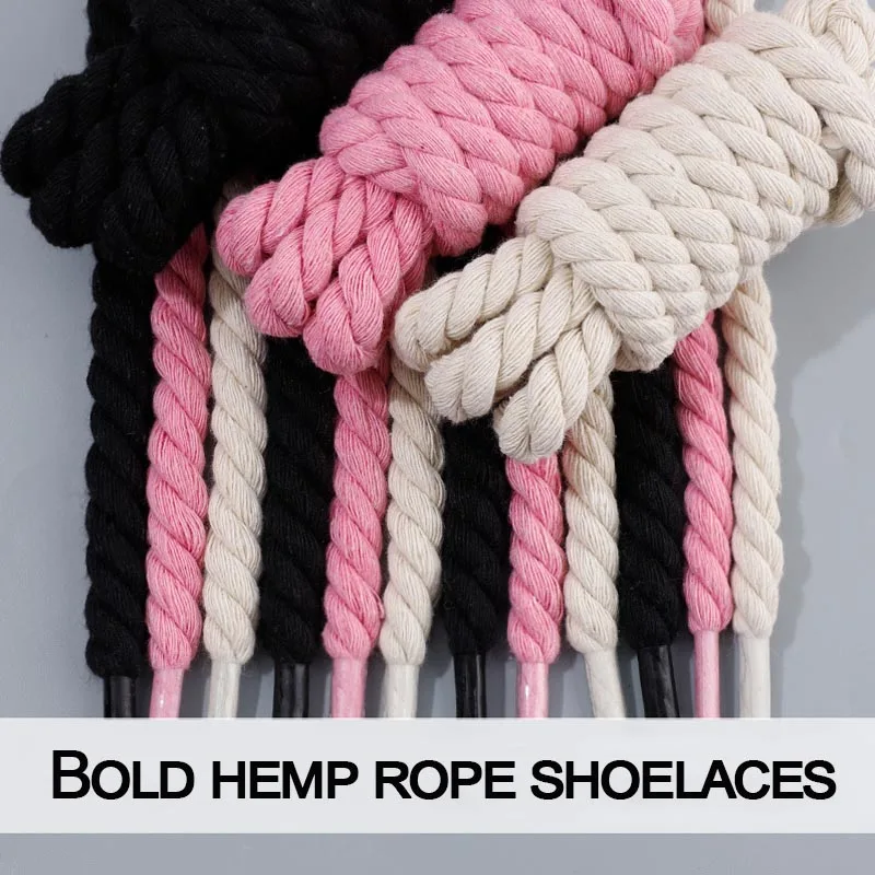 2PCS Round Thick Rope Laces Polyester Cotton High Quality Solid Color Laces 0.8cm120cm Width 10Colors Bold Shoelaces