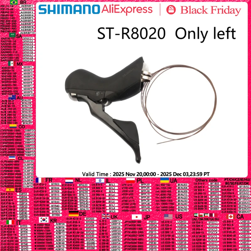 Palanca de cambios Shimano Ultegra ST- R8020 2x11s solo palanca de cambios izquierda o solo derecha para freno de disco hidráulico palanca de cambios de bicicleta de carretera