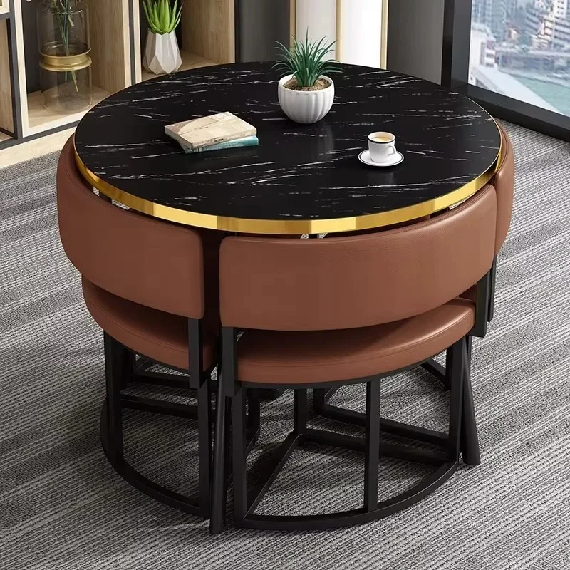 Dining room set 1 table 4 chairs Round dining table set Home dining room furniture with living room chairs