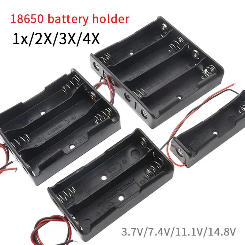 5PCS 18650 Battery Holder Box Batteries Storage Case 1x 2x 3x 4x 3.7V/7.4V/11.1V Cell Plastic Container with Cable Connect