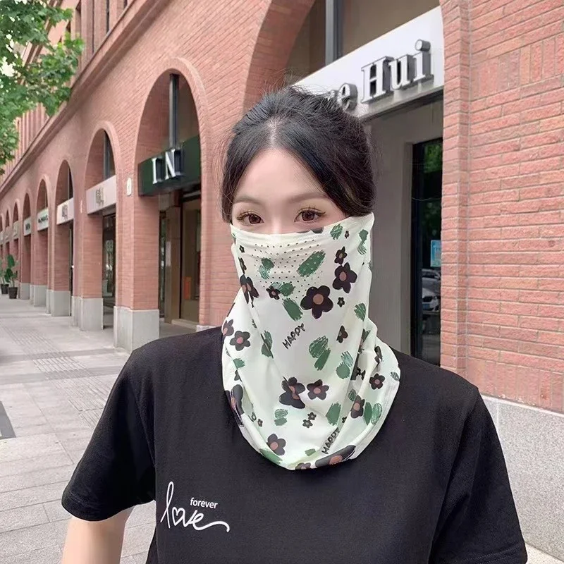 

Ice Silk Fishing Cycling Bandana Women Face Cover Half Mask Hang-Ear Neck Cool Tube Scarf Sport Running Hiking Hunting