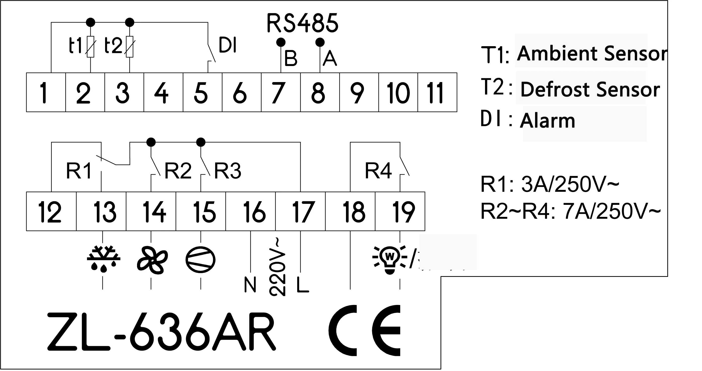 ZL-636A-R, RS485 Temperature Controller, digital Cold Storage Temperature Controller, Thermostat, ZL-630A-R, ZL-620A-R, Lilytech