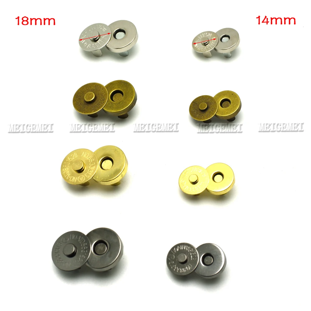 4set Magnetic Snap Fasteners Clasps Buttons Handbag Purse Wallet Craft Bags Parts Accessories 14mm 18mm