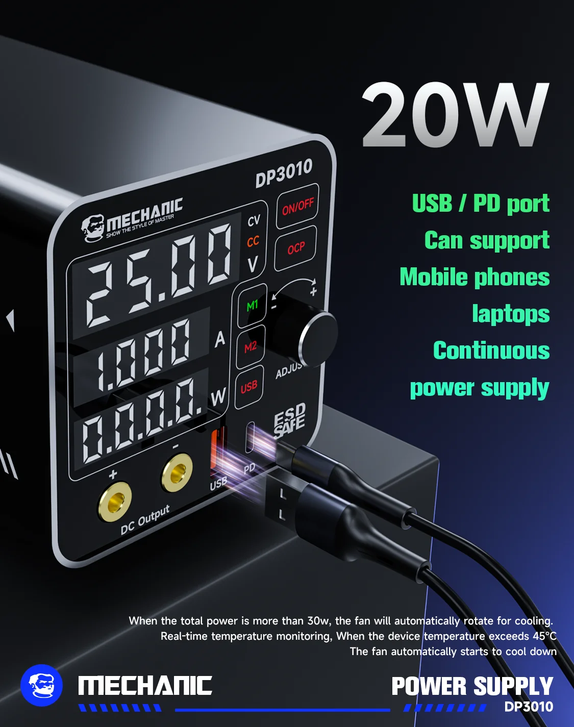 DP3010 Digital Smart Power 30V10A  Full Touch Control Design Touch-Adjustable Power Supply for Mobile Phone Repair