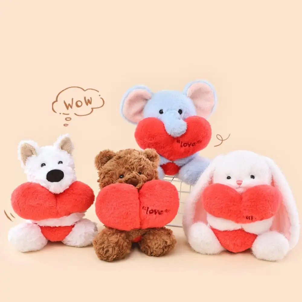 

ПП Хлопковая плюшевая кукла с сердечком и кроликом, пушистая кукла ручной работы с сердечком и медведем, мягкая кукла, мягкая коллекция, кукла-собака Вест-хайленд