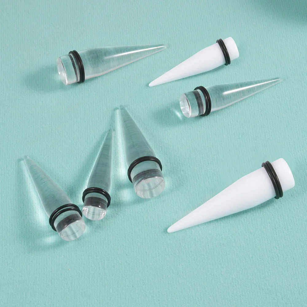 1 Pair transparent white pointed cone auricle high quality acrylic puncture ear expander 10-20mm ear hole ear expansion