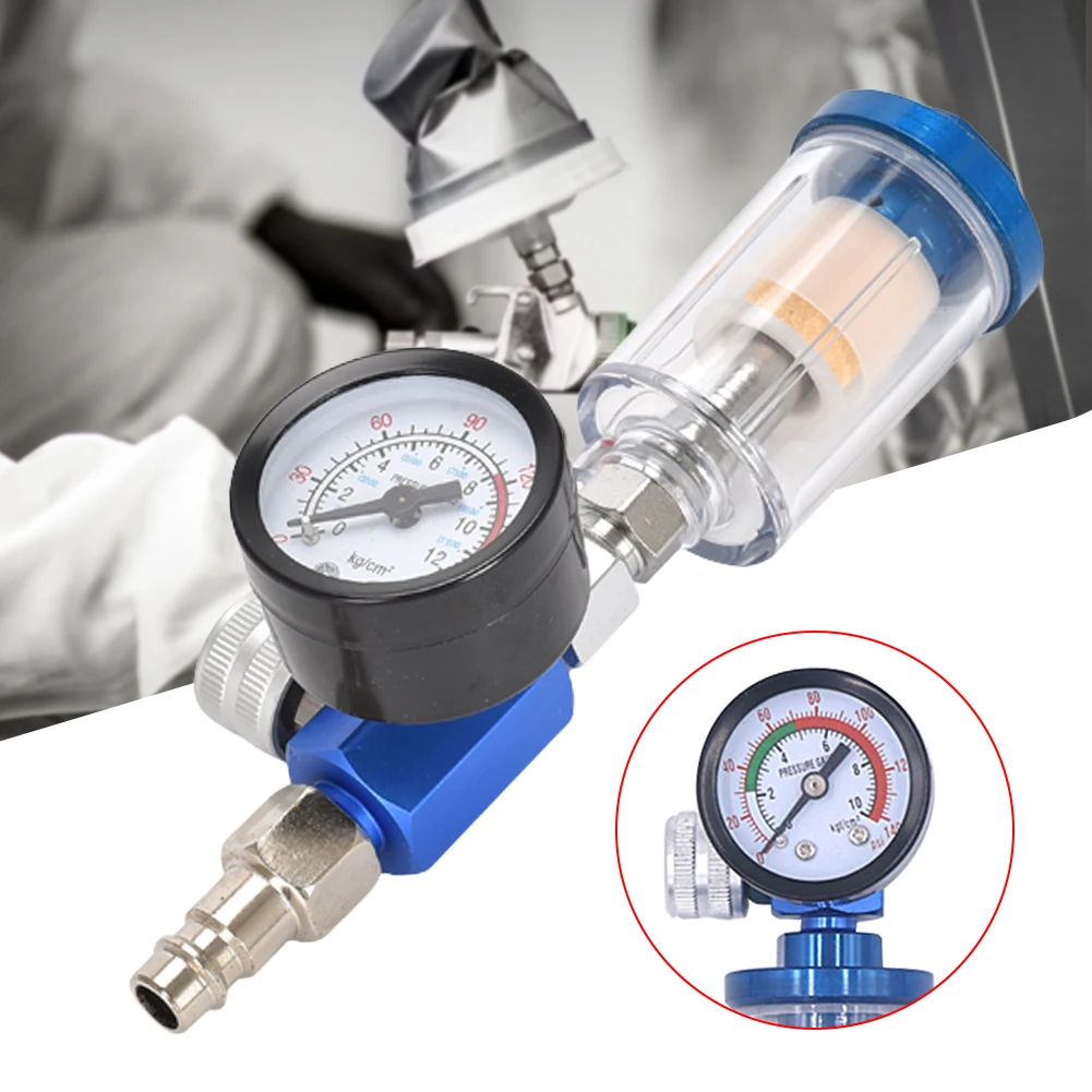 HVLP Sprayer Air Regulator Pressure Gauge Spray Gun Air Regulator Gauge In-line Oil Water Trap Filter Separator JP/EU/US Adapter