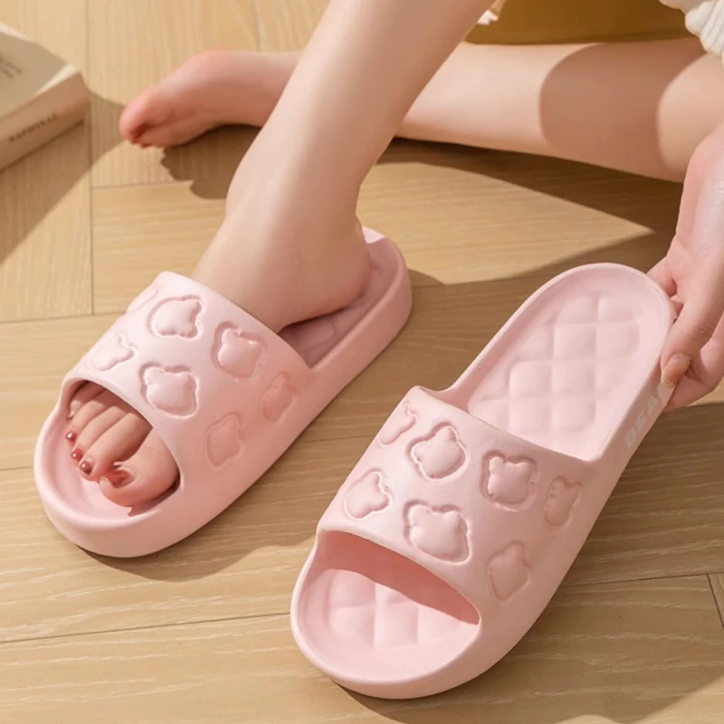 Women's Bear Slippers Eva Round Head Lightweight Home Non-slip Shoes Couple Comfortable Thick Bottom Sandals Zapatillas Mujer