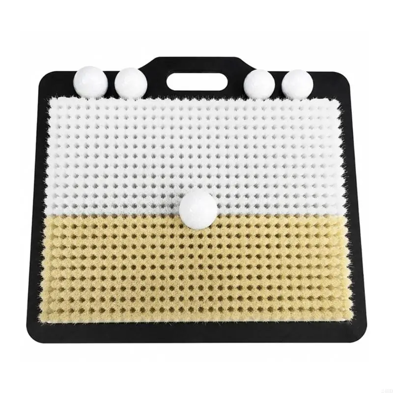 Golf Practice Mat with Two-Zone Hitting Area, Ball Position Base and Carry Handle Opening for Home Backyard and Garage 24BD