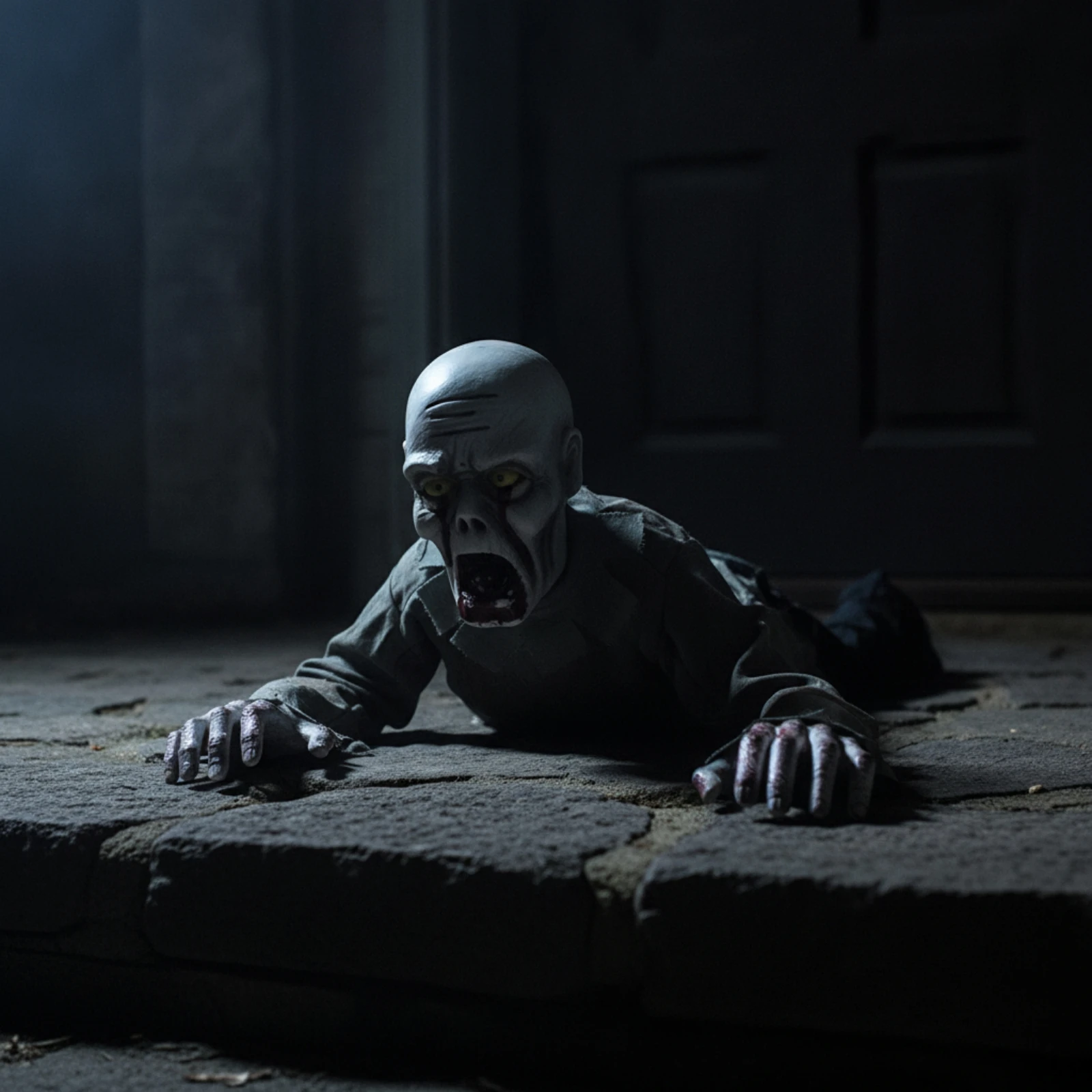 Animated Crawling Ghost Prop Scary Crawling Corpse Prop with Tattered Cloth Sound-Producing Ghost Decoration Indoor Easy to Use