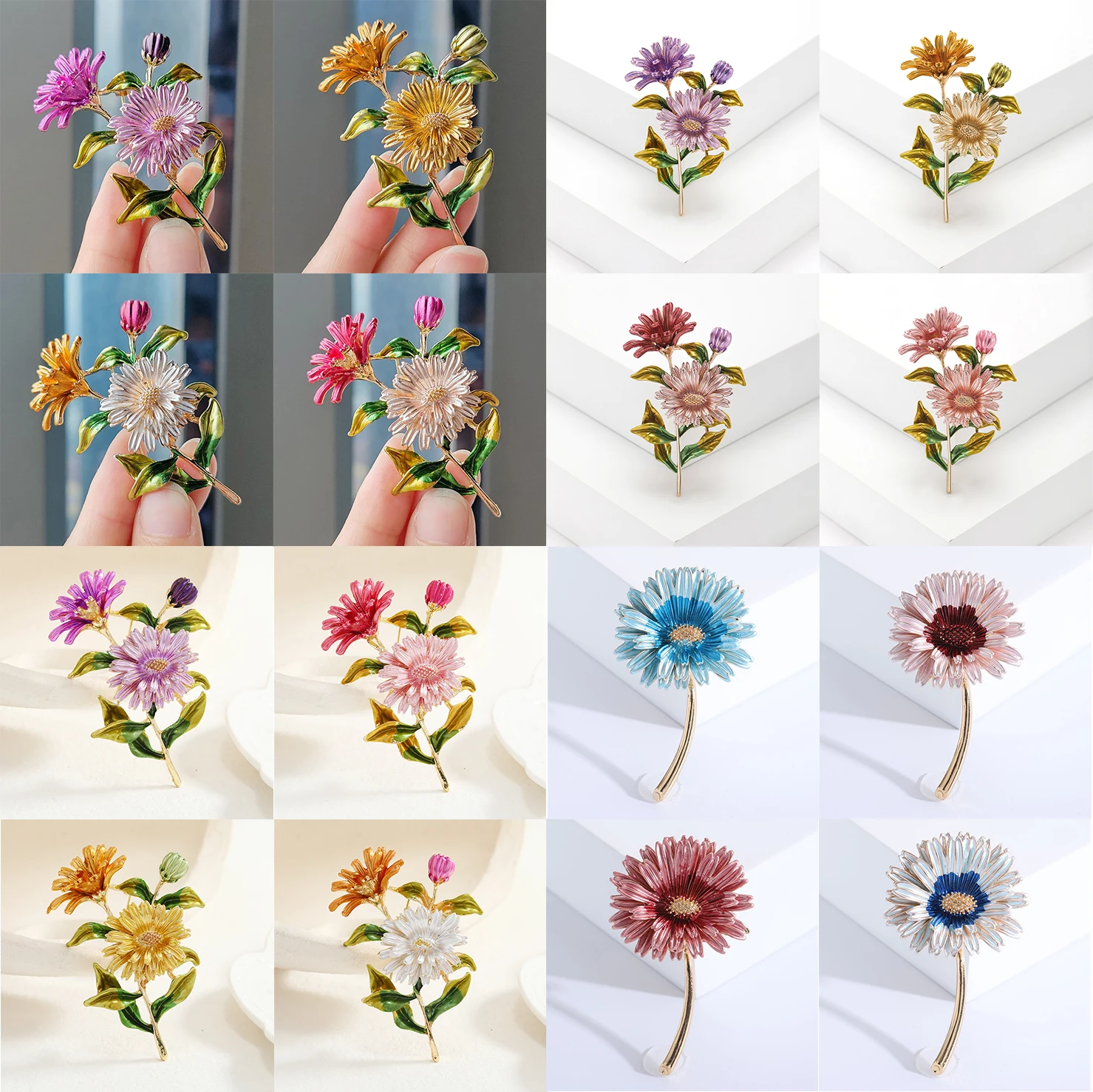 Cross border pastoral style hand-painted fashionable flower brooch for female niche high-end feel pins DIY high-end suit brooch