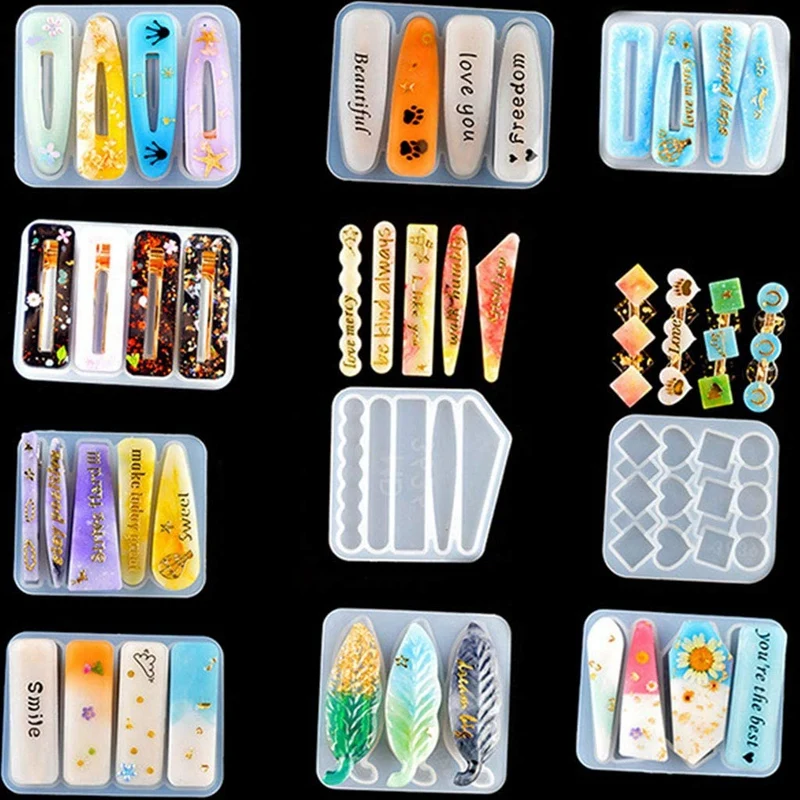 Hair Pin Resin Mold,Resin Crystal Epoxy Hair Clip Mold Hairpin Casting Silicone Mould Diy Crafts Jewelry Making Tools