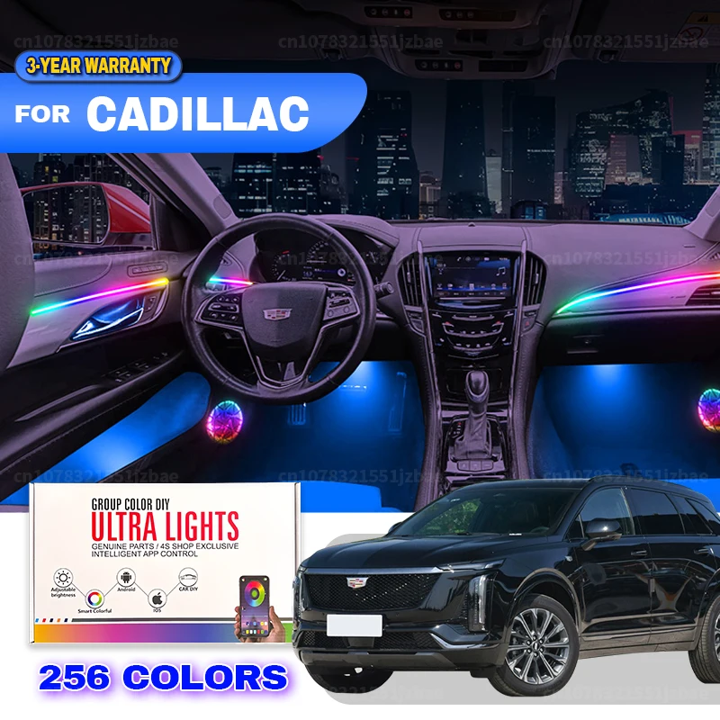 

For Cadillac Escalade GT4 XT4 ATS XT5 CTS SRX EXT CT4 256 Colors RGB Symphony Car LED Interior Ambient Light Auto Accessories