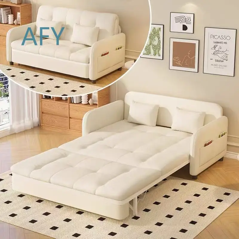 Folding Sofa Bed for Small Apartment Living Room Dual Purpose Cloud Style Multi Functional Telescopic Pull Out Double Bed