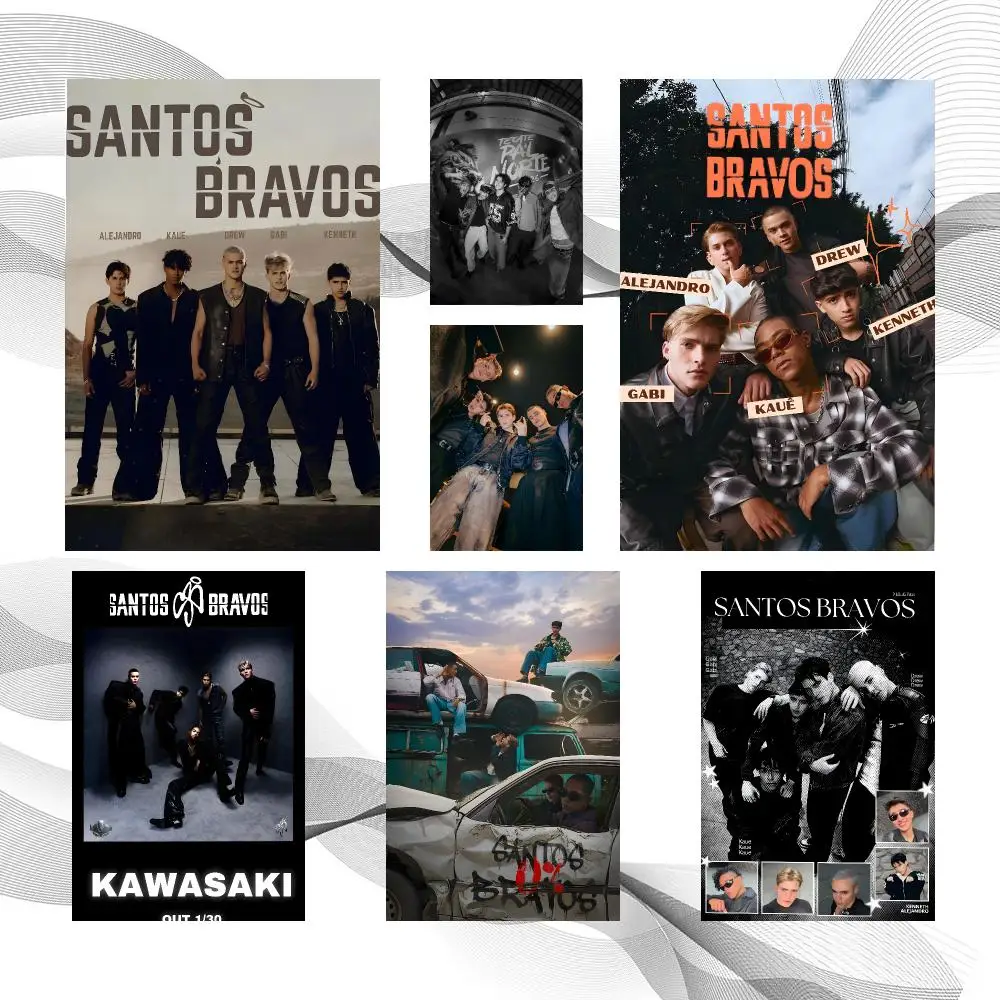 Music Modern Pop S-Santos Bravos Poster Peel And Stick Wall Art Self Adhesive PP Waterproof Wall Decor Living Room Bedroom Gift