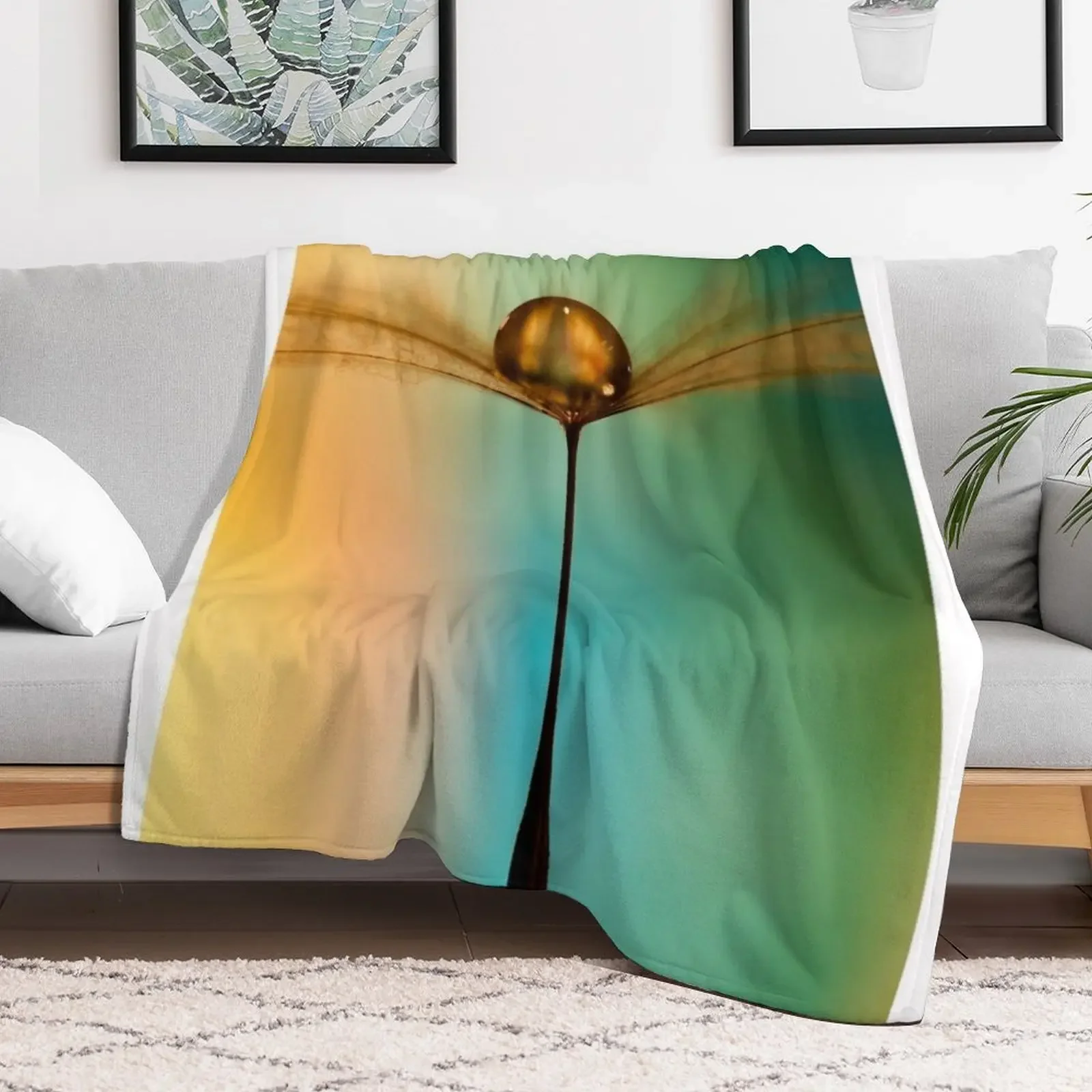 Flight Of The Teardrops Turquoise & Mustard II Throw Blanket Soft Warm Blanket Gift for Men Women Adults