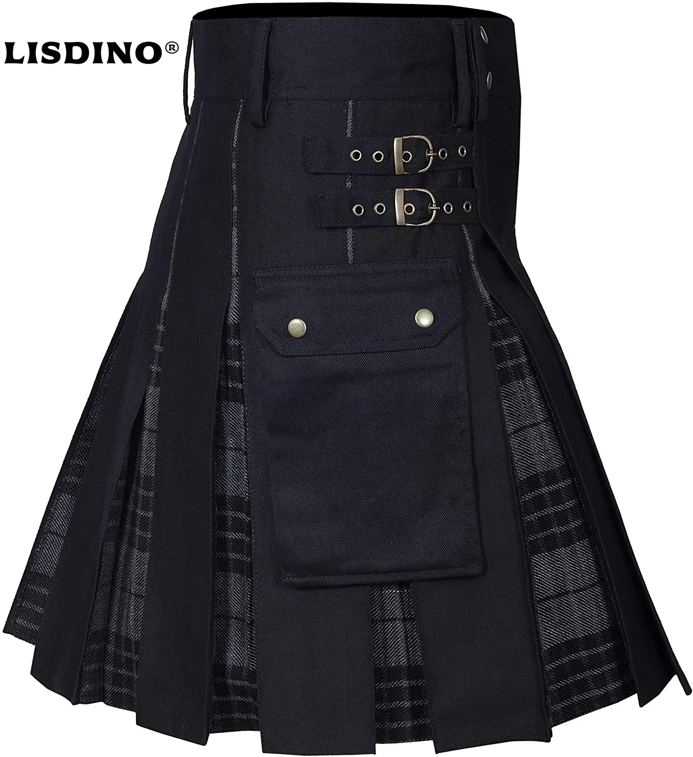 LisdinoKilts For Men, Utility Kilt, 100% Cotton Jeans Hybrid Kilt, Modern Box Pleated Tartan Traditional Mens Kilt