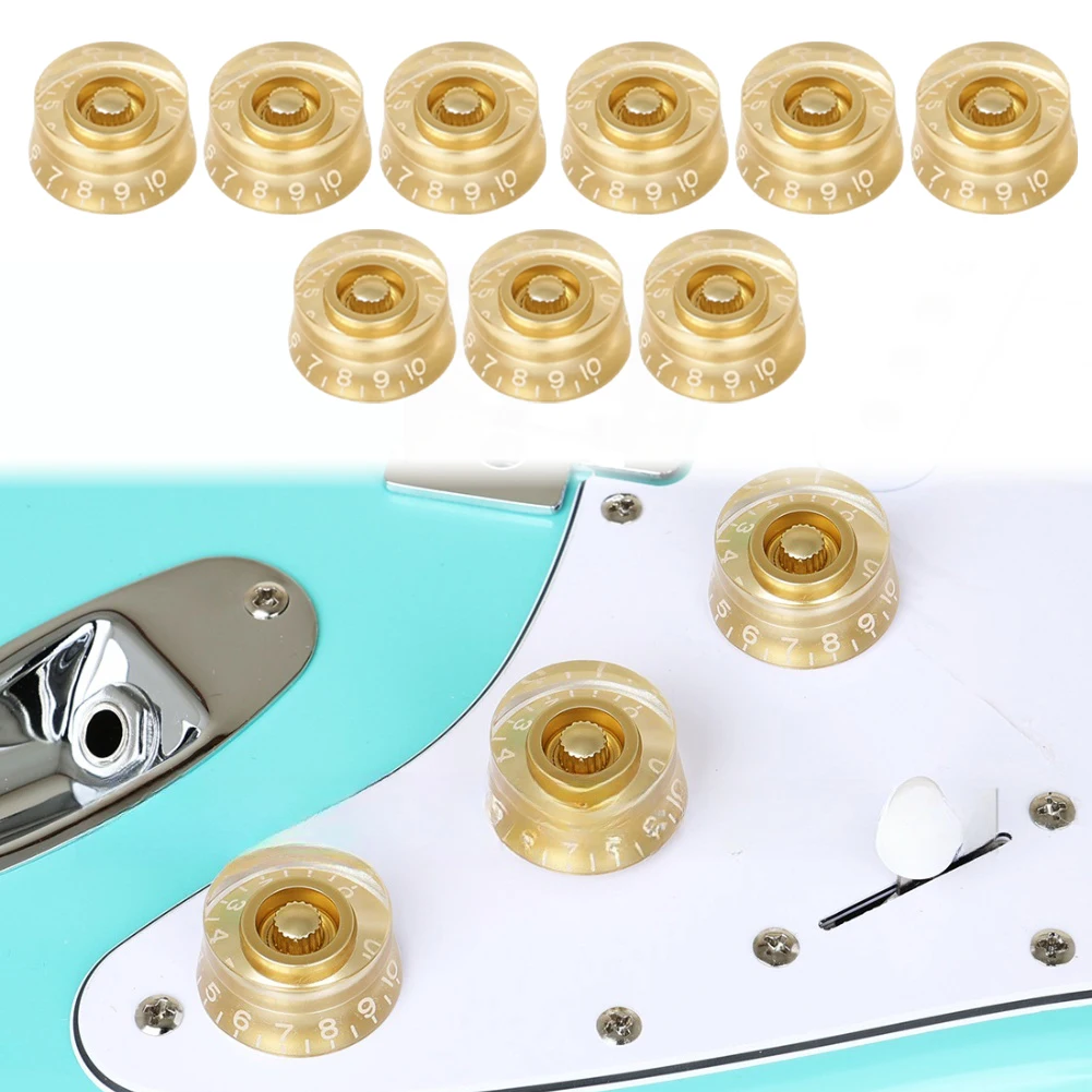 Volume Tone Control Gold Guitar Knob Cover Smooth Warm Feel Integrated Scale Anti-peel Scale Coating Guitar Repair For FENDER