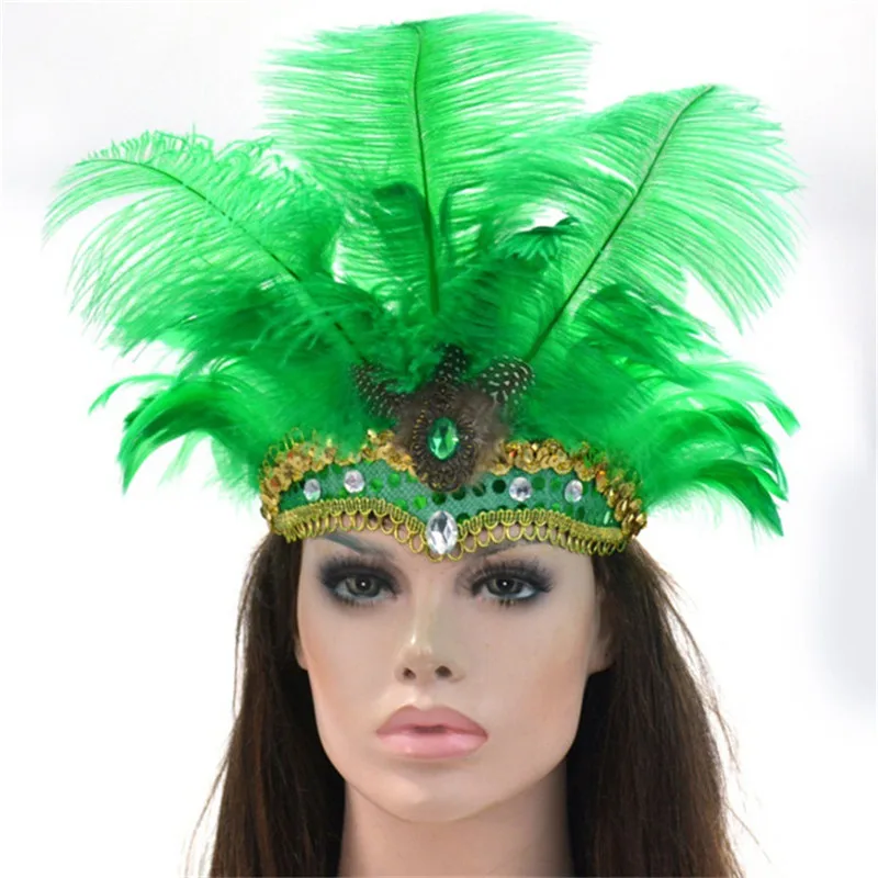 9 Colors Spain Style Silver Sequined Party Headwear Carnival Masquerade Feather Headdress Brazil Rio  Cuba carnival Float Mask