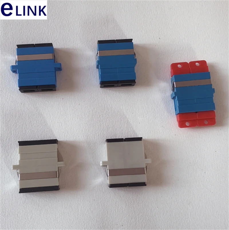 fiber adapter SC DX flangeless duplex SM MM APC OM3 OM4 OM5 blue green gray aqua optical fiber coupler red connector