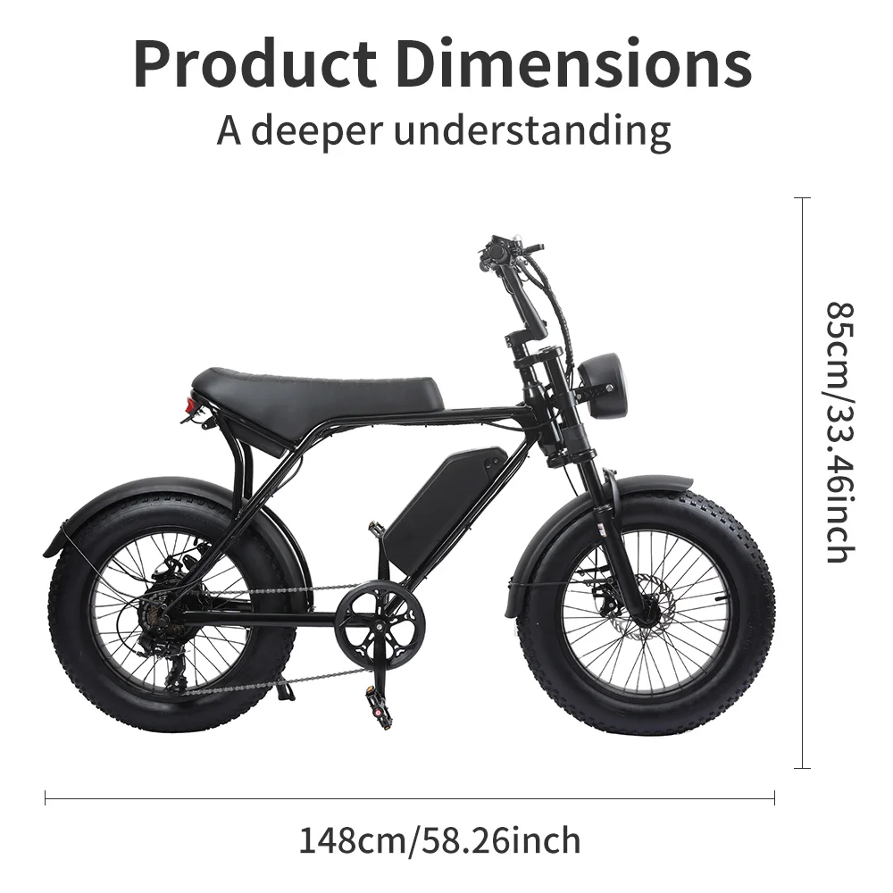 Electric Bikes For Adults 20''*4.0 Snow Fat Tires Ebike Bicycle Motor 500W Mountain Electric Bicycles 48V30AH Dual Battery Ebike