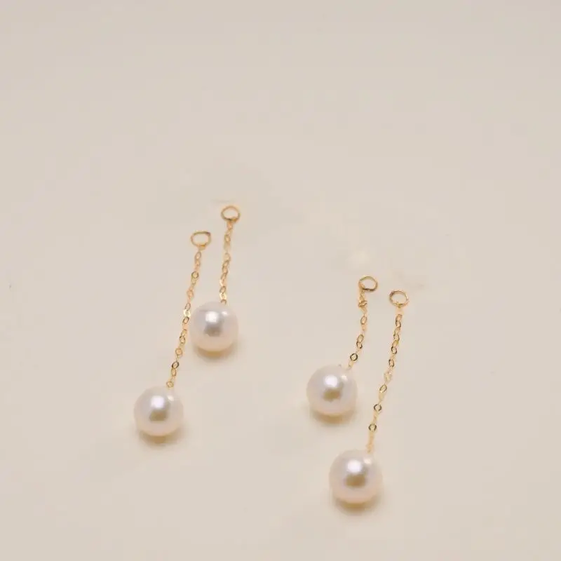 

Серьги и аксессуары «сделай сам», золото 18 карат Au750, натуральный пресноводный жемчуг, круглый белый длинный женский бутик ювелирных изделий, подарок w10008