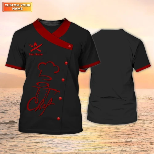 Imagen 2 del producto Camisetas de uniforme personalizadas para restaurante, ropa de trabajo para Chef y camarero, camisetas, ropa Unisex, jersey de manga corta de gran tamaño fresco de verano
