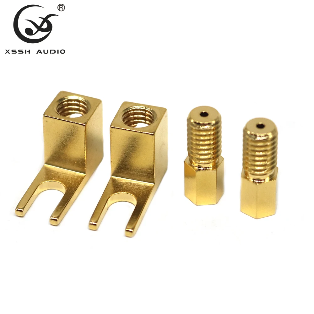 YIVO XSSH Audio HIFI 90 Degree Right Angle U-Type Banana Plug, 5mm Gold Plated Adapter For Home Theater Speaker Cable