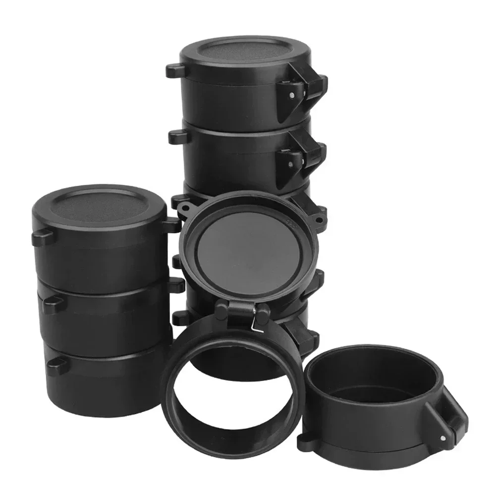 Couvercle d'objectif de portée Transparent 25.5mm-65mm, capuchon de Protection à ressort rapide rabattable, couvercle d'objectif pour accessoires de chasse