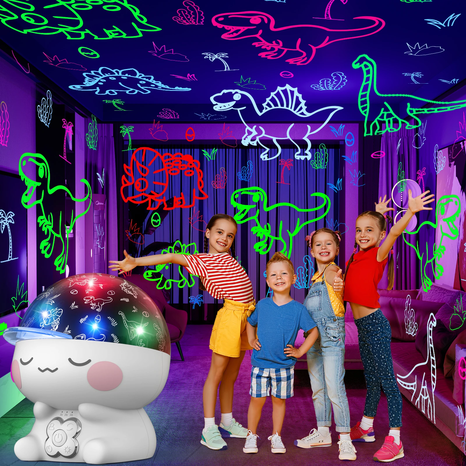 Decor Lighting Lamps - Dinosaur Night Light Projector,360° Rotating LED