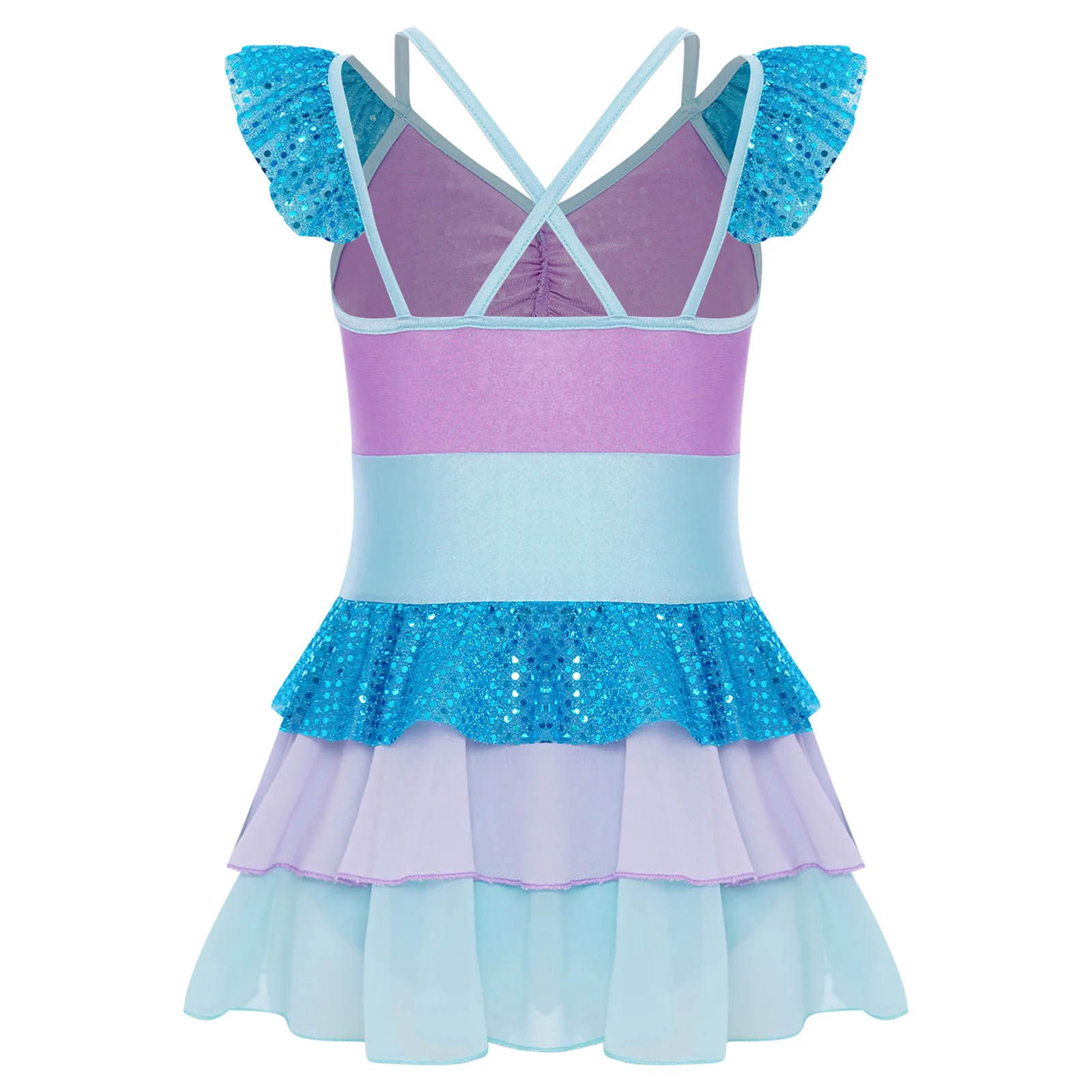 Kinder Mädchen Lyrisches Tanzkostüm Künstlerische Gymnastik Ballett Tanzkleid Glänzende Pailletten Strass Kleid für Tanzaufführung