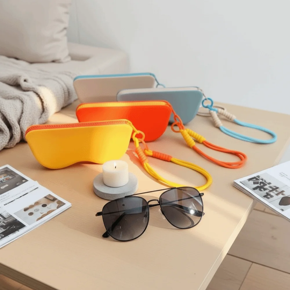 

Soft Silicone Silicone Glasses Bag Candy Color Lightweight Sunglasses Storage Bag Waterproof Zipper Closure