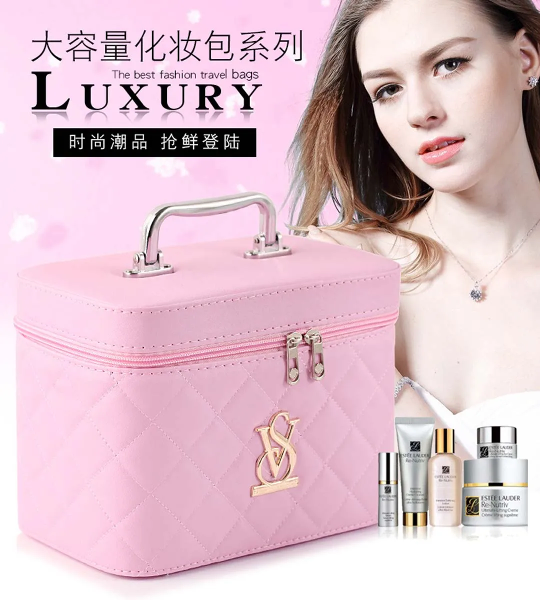 Wholesale set LOGO makeup bag large capacity portable simple skin care products storage box small travel makeup box portable