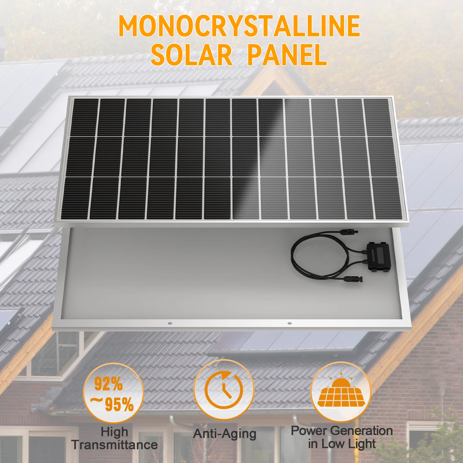 

WERCHTAY 200W Solar Panel 12 Volt Monocrystalline Solar Panel 18BB Cells High Efficiency Module RV Marine Boat Caravan Off Grid