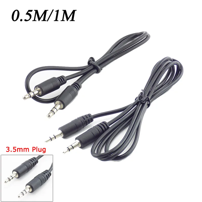 Cable de extensión de 0,5 m/1m, conector auxiliar macho de 3,5mm a 3,5mm, conectores de Cable de Audio auxiliar, auriculares para reproductor de música