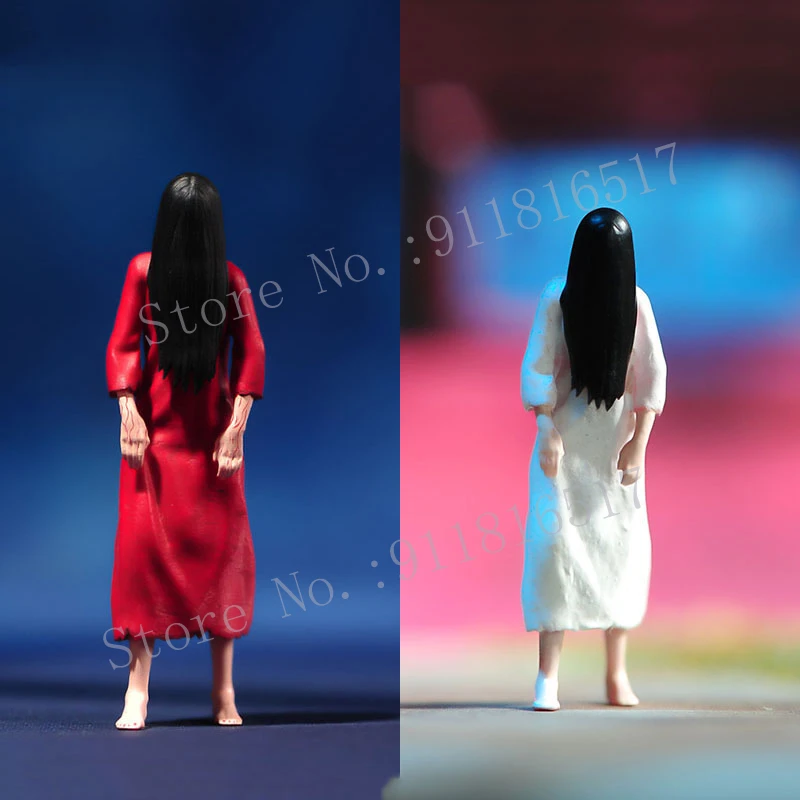 Miniatures 1/87 1/64 1/43 1/24 1/18 Japanese Female Ghost Sadako Action Figure Street Scene Sand Table Photography Props Model