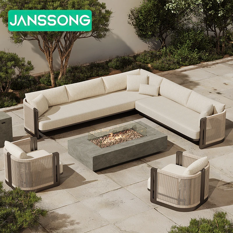 Luxury Hotel Garden Sofa Resort Rope Outdoor Sofa Villa Courtyard Garden Set Modern Outdoor Furniture Set Patio Furniture Set