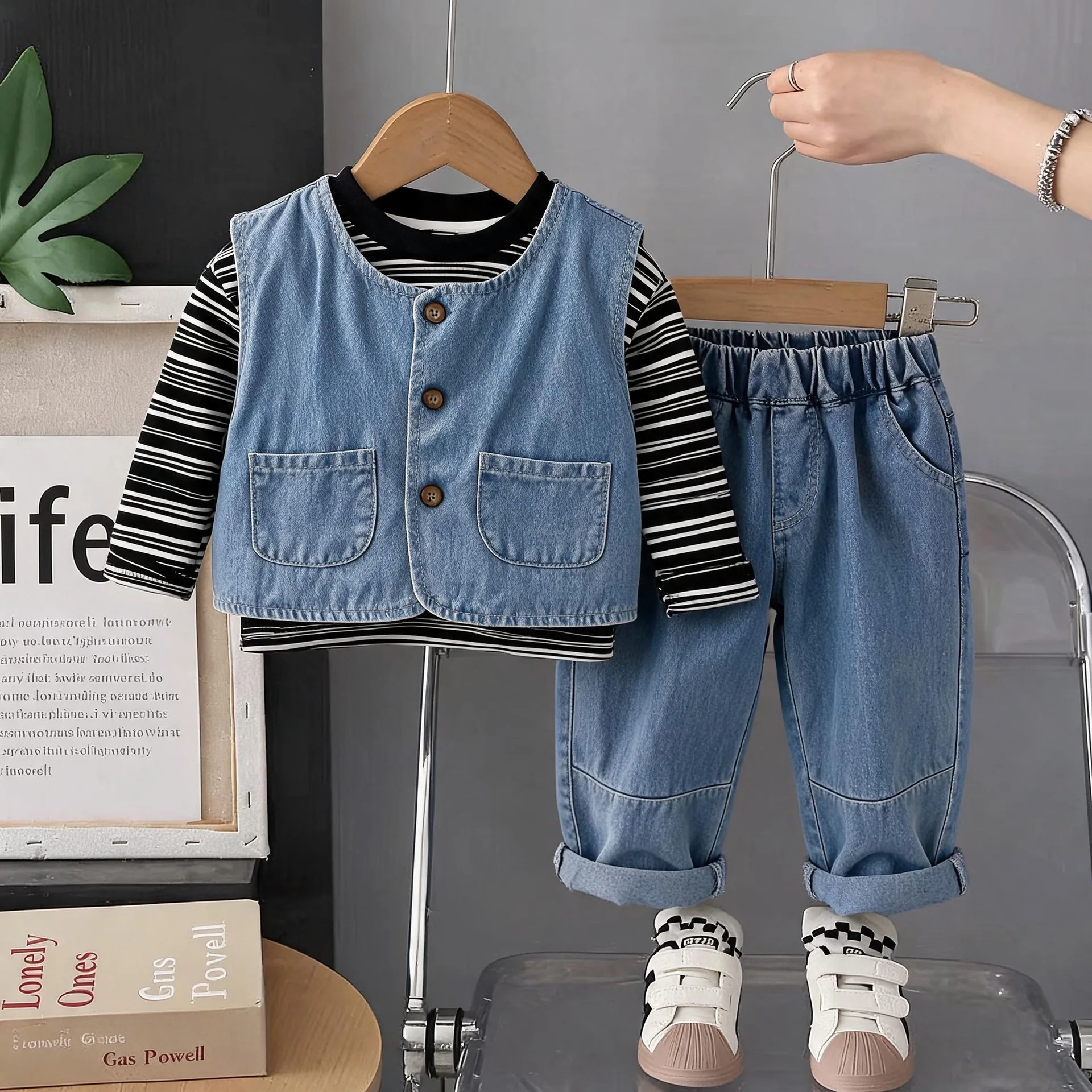 Boys Clothes Sets Spring Autumn Children Denim Vest Sweatshirts Pants 3pcs Casual Suit For Baby Tracksuits Kids Outfits Toddler