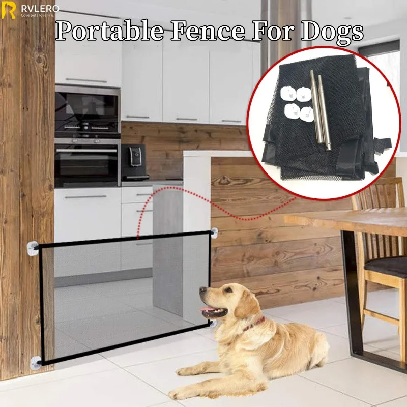 Family Pet Isolation Net Dog Divide Door Portable Folding Fence Indoor Outdoor Staircase Safety Rail Breathable Mesh Guardrail