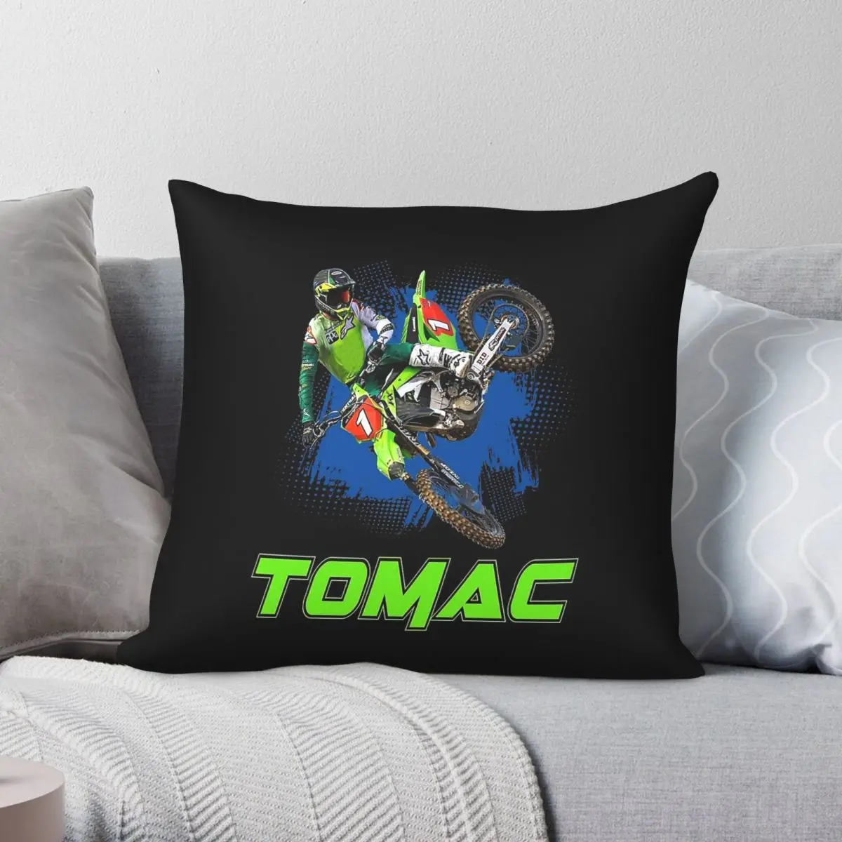 Eli Tomac Et3 Dirt Bike Pillowcase Polyester Linen Velvet Pattern Zip Decor Throw Pillow Case Sofa Cushion Case Wholesale