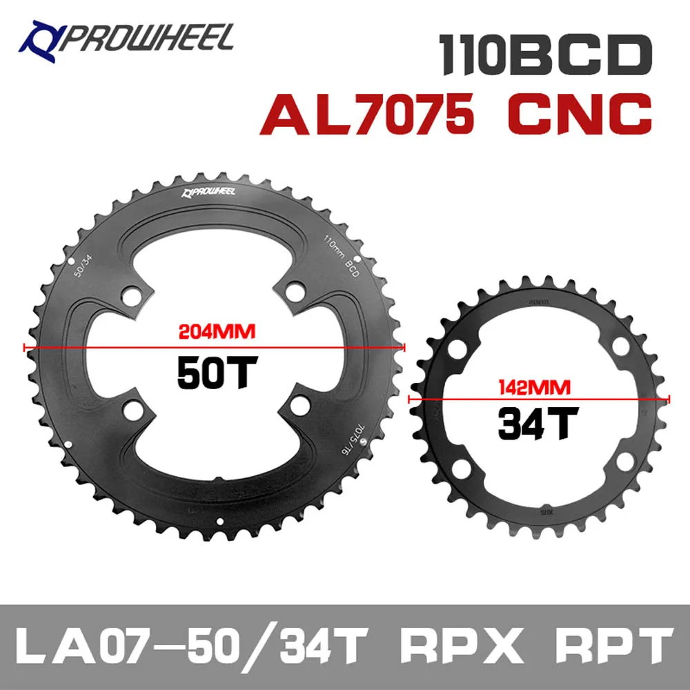 Prowheel chainring 110/130bcd estrada bicicleta rodas dentadas dupla 34t/50t 39t/53t 9/10/11 s peças de bicicleta para shimano bandeja