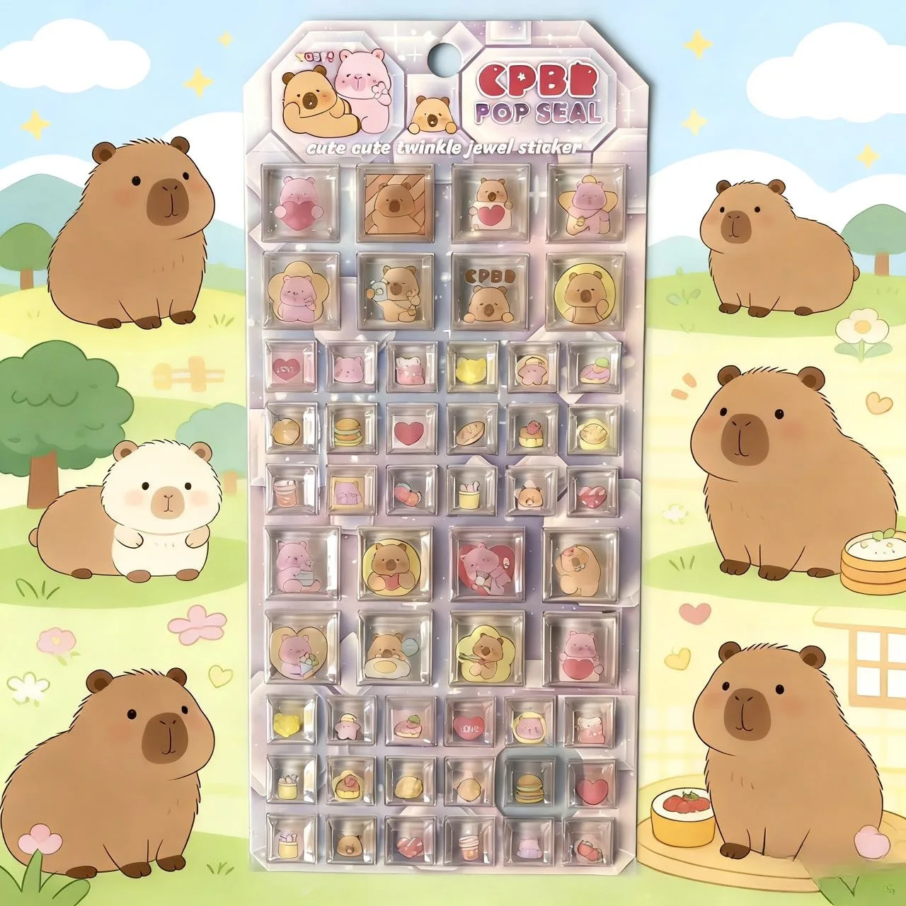 

Милые квадратные 3D-наклейки с рельефным изображением, водонепроницаемые прозрачные кристальные стикеры для декора своими руками для детей