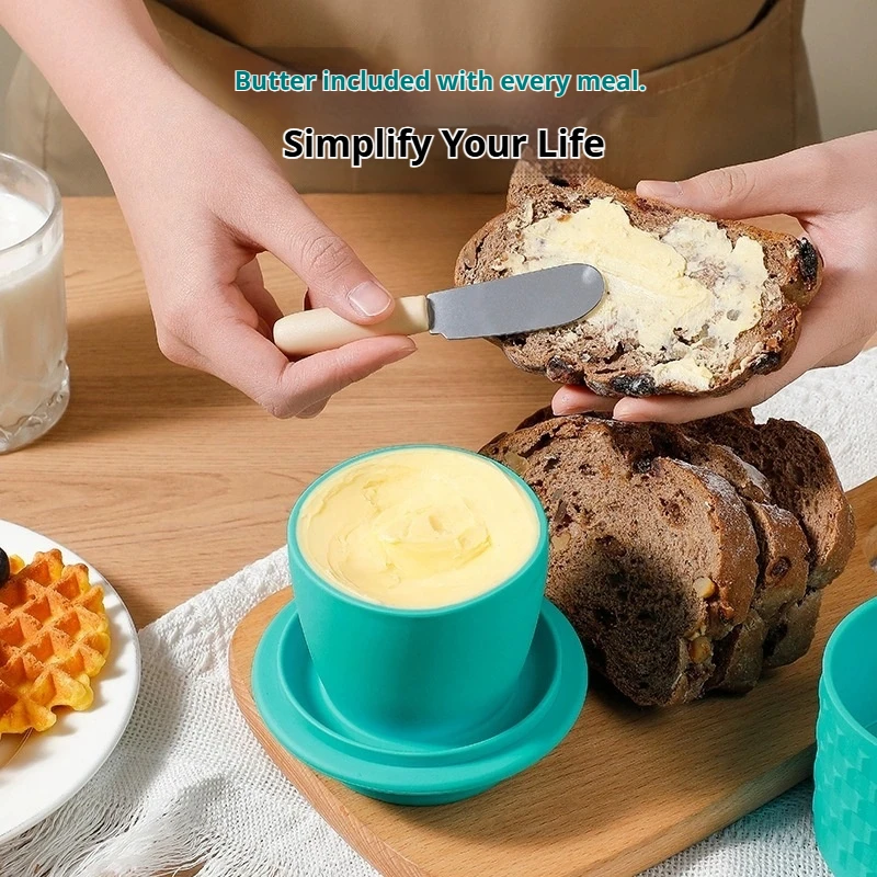Generic Food Grade Silicone Butter Crock Water Seal Airtight Container With Water Level Mark No Fridge Needed Keeps Butter Soft