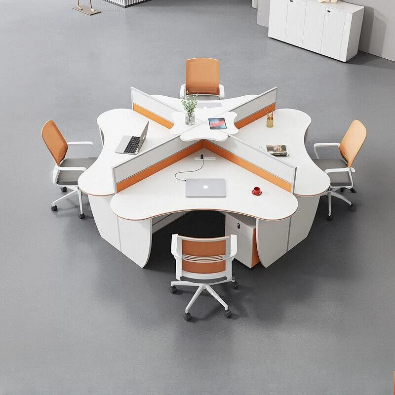 Solid wood creative card seat, simple desk, modern multi-person staff screen workstation office staff table and chair group