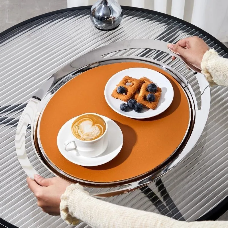 Vassoio per frutta di fascia alta con specchio in acciaio inossidabile di lusso leggero, vassoio per snack per tè pomeridiano, contenitore per champagne