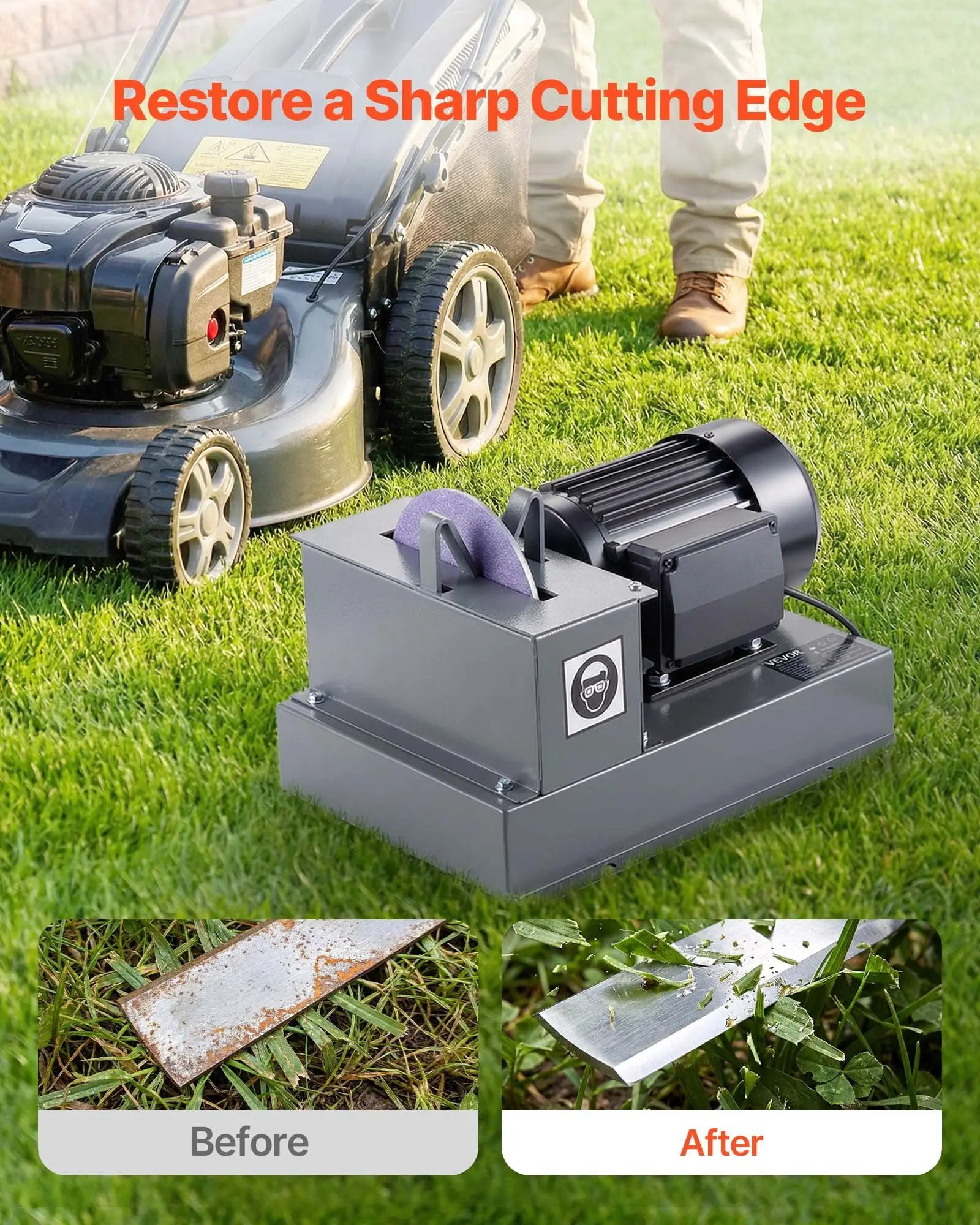 

Lawn Mower Blade Sharpener, 2/3HP Lawnmower Blade Grinder with 7" Ceramic Grinding Wheel and Balancer, 30° or 40° Blade