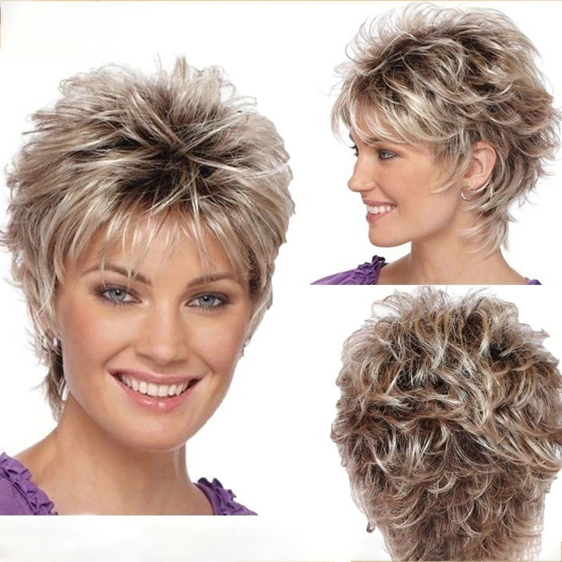 

Женский модный разноцветный короткий прямой синтетический парик