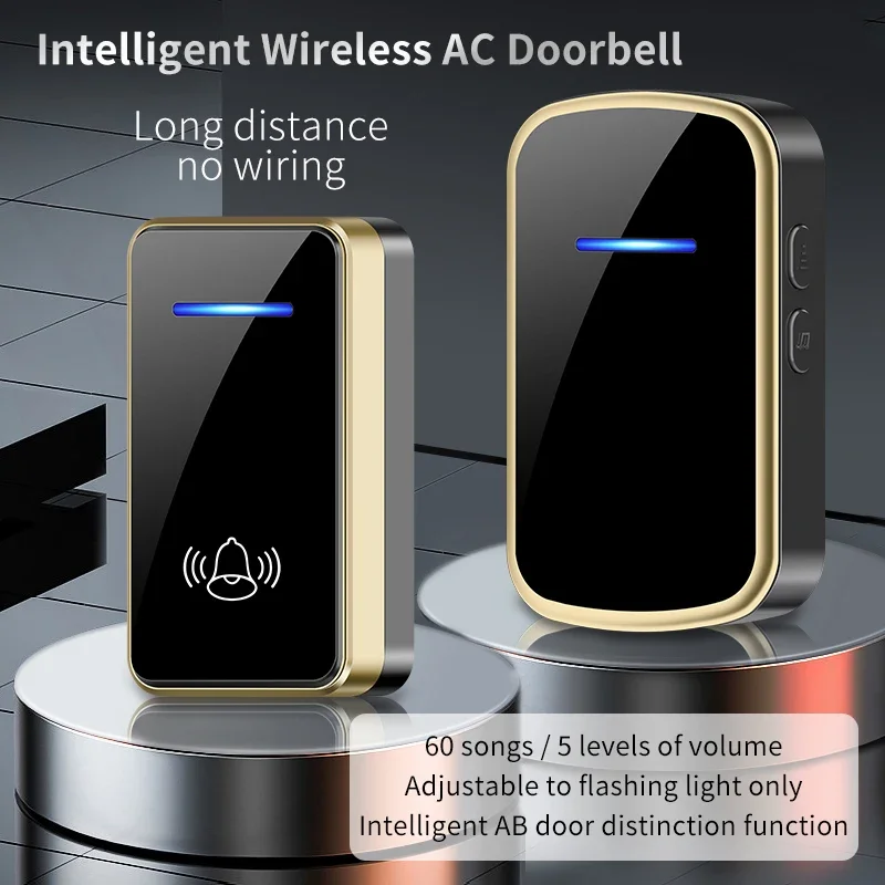 CACAZI Wireless Doorbell Waterproof Button Door Bell 300 Meters Long Distance Home Welcome Outdoor House Call Chimes Receiver