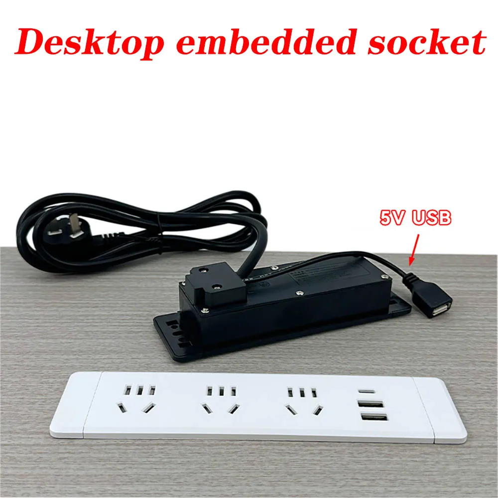 AU Table Power Sockets 10A   5V USB 3 Outlets 3 USB 1 Type-c 110-220v Office Row Bookcase Furniture Row Hidden Strip Socket